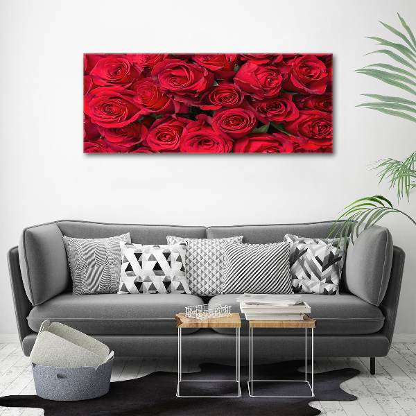 Cuadro canvas moderno de gran formato horizontal rosas rojas
