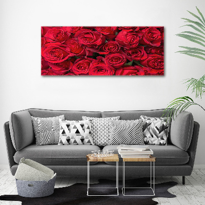 Cuadro canvas moderno de gran formato horizontal rosas rojas