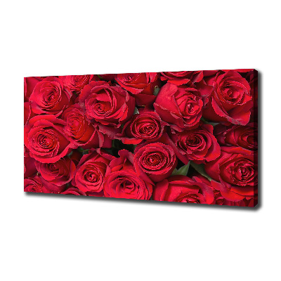 Cuadro canvas moderno de gran formato horizontal rosas rojas