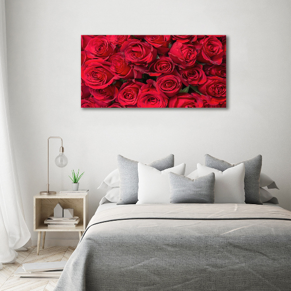 Cuadro canvas moderno de gran formato horizontal rosas rojas