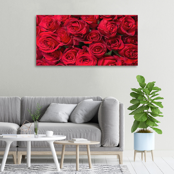 Cuadro canvas moderno de gran formato horizontal rosas rojas