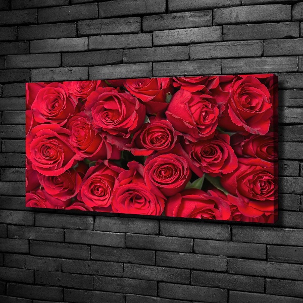 Cuadro canvas moderno de gran formato horizontal rosas rojas
