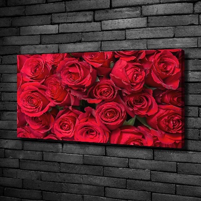 Cuadro canvas moderno de gran formato horizontal rosas rojas