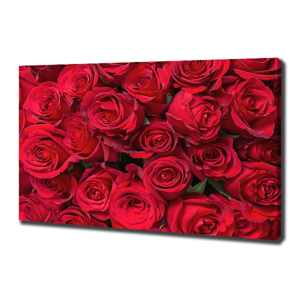Cuadro canvas moderno de gran formato horizontal rosas rojas