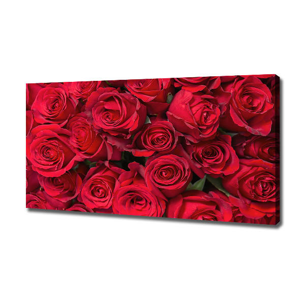 Cuadro canvas moderno de gran formato horizontal rosas rojas