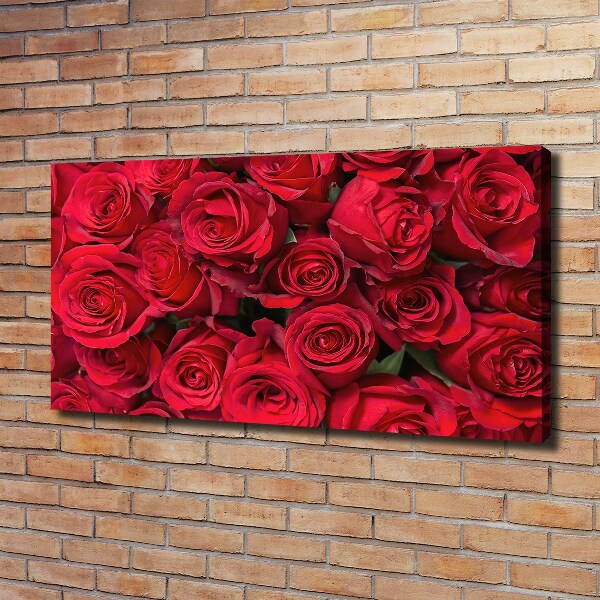 Cuadro canvas moderno de gran formato horizontal rosas rojas