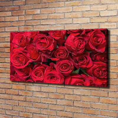 Cuadro canvas moderno de gran formato horizontal rosas rojas