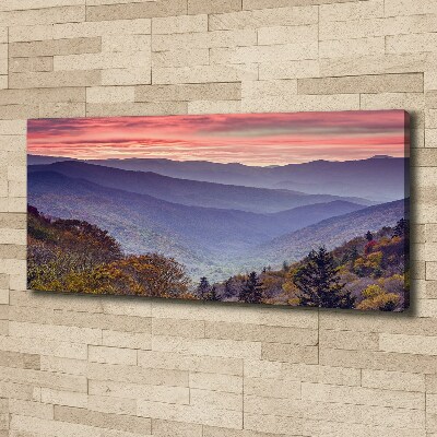 Foto en lienzo con acabado profesional horizontal Puesta de sol sobre las montañas