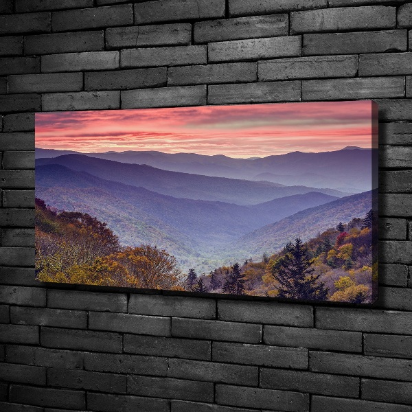 Foto en lienzo con acabado profesional horizontal Puesta de sol sobre las montañas