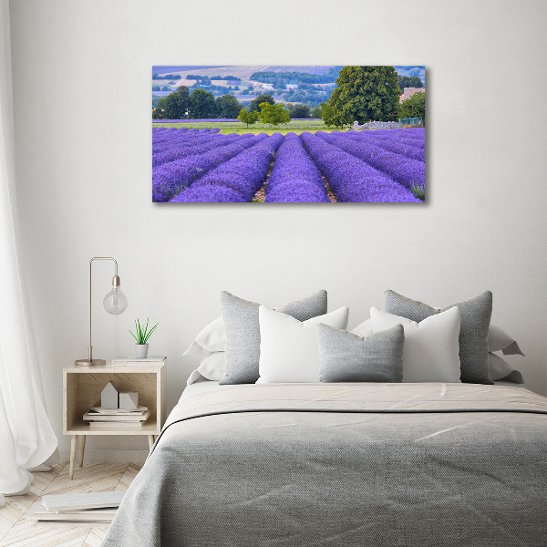 Cuadro canvas moderno de gran formato horizontal campo de lavanda