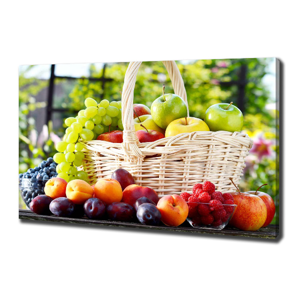 Cuadro canvas moderno de gran formato horizontal Cesta de frutas