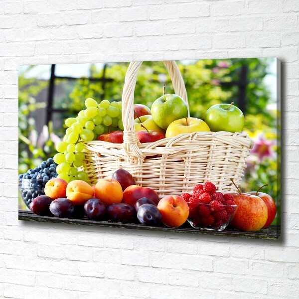 Cuadro canvas moderno de gran formato horizontal Cesta de frutas
