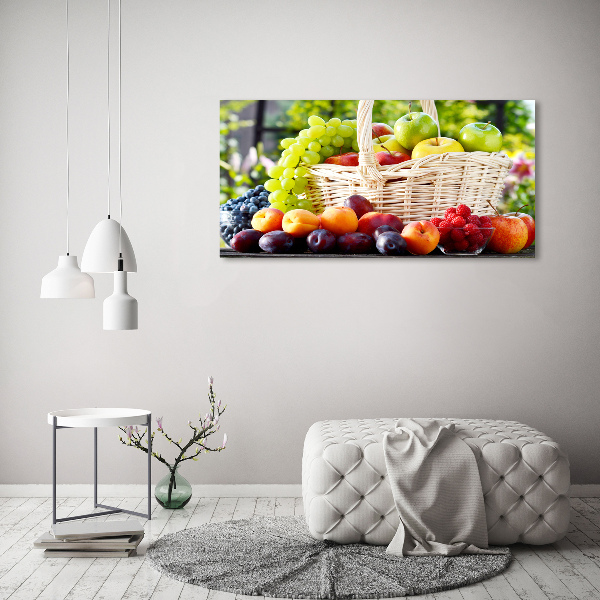 Cuadro canvas moderno de gran formato horizontal Cesta de frutas