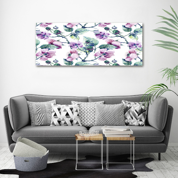 Cuadro canvas con impresión uv duradera horizontal flores de mora