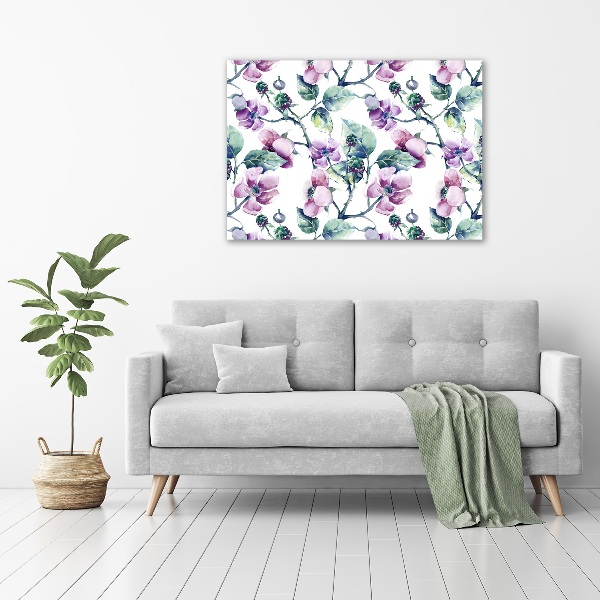 Cuadro canvas con impresión uv duradera horizontal flores de mora