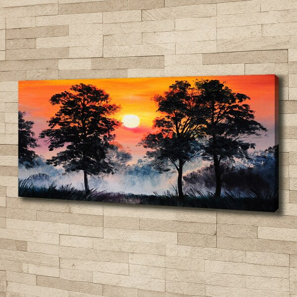 Foto en lienzo con acabado profesional horizontal Bosque al atardecer