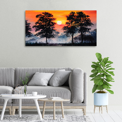 Foto en lienzo con acabado profesional horizontal Bosque al atardecer