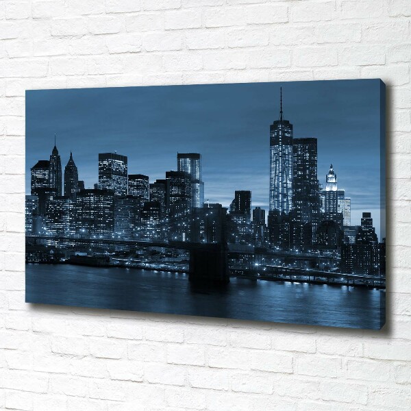 Cuadro canvas con impresión uv duradera horizontal Nueva York de noche
