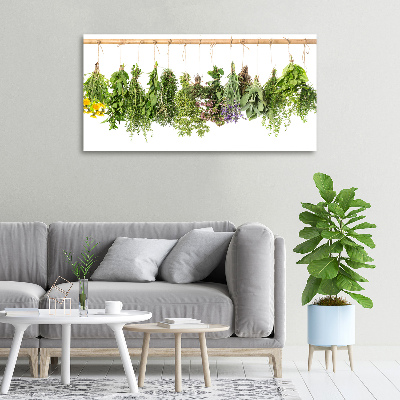Cuadro canvas con impresión uv duradera horizontal Hierbas en una cuerda
