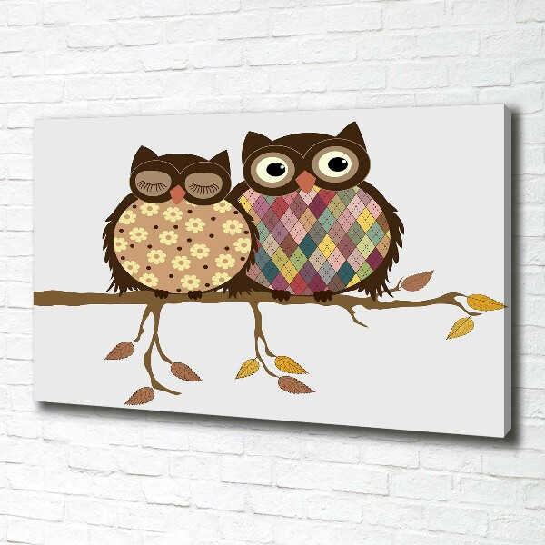 Foto obraz na płótnie Dwie sowy na gałęzi