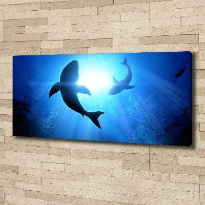 Cuadro canvas con impresión uv duradera horizontal Dos tiburones