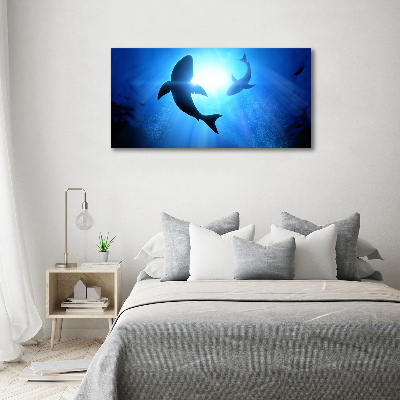 Cuadro canvas con impresión uv duradera horizontal Dos tiburones