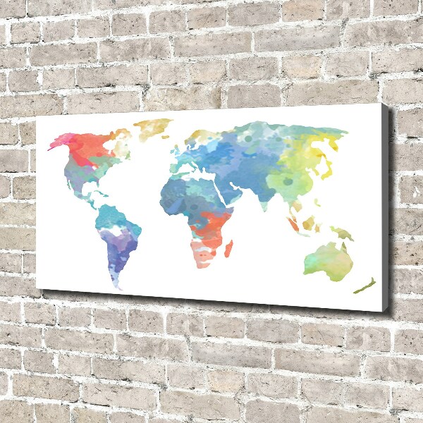 Cuadro canvas moderno de gran formato horizontal Mapa del mundo