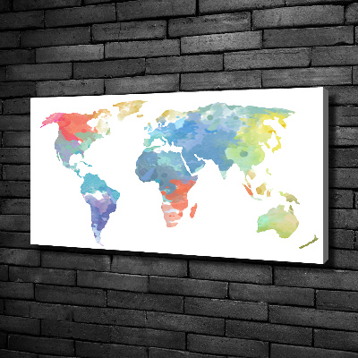 Cuadro canvas moderno de gran formato horizontal Mapa del mundo