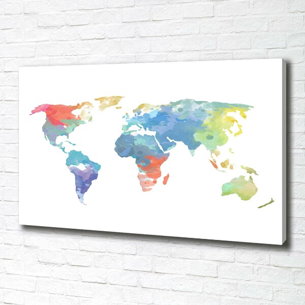Cuadro canvas moderno de gran formato horizontal Mapa del mundo