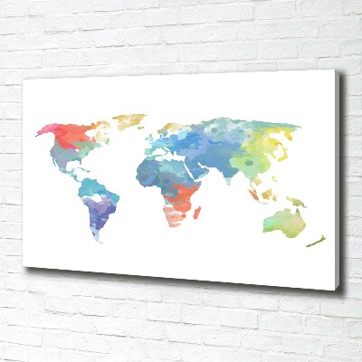 Cuadro canvas moderno de gran formato horizontal Mapa del mundo