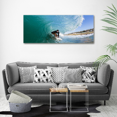 Cuadro canvas con impresión uv duradera horizontal Surfista en una ola