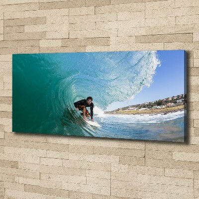 Cuadro canvas con impresión uv duradera horizontal Surfista en una ola