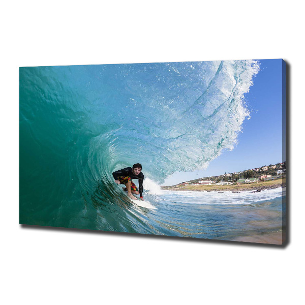 Cuadro canvas con impresión uv duradera horizontal Surfista en una ola