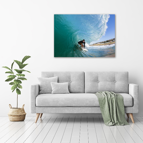 Cuadro canvas con impresión uv duradera horizontal Surfista en una ola