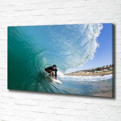 Cuadro canvas con impresión uv duradera horizontal Surfista en una ola