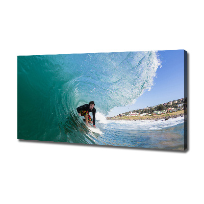 Cuadro canvas con impresión uv duradera horizontal Surfista en una ola