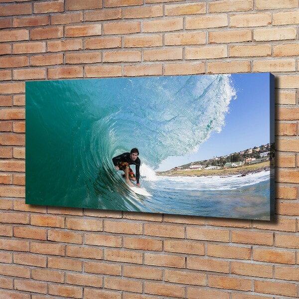 Cuadro canvas con impresión uv duradera horizontal Surfista en una ola