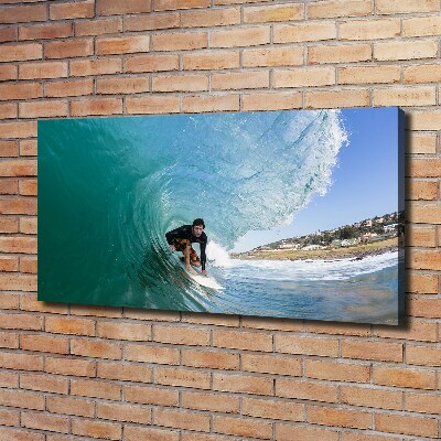 Cuadro canvas con impresión uv duradera horizontal Surfista en una ola