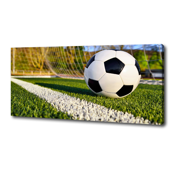 Cuadro canvas moderno de gran formato horizontal El balón está en la portería.