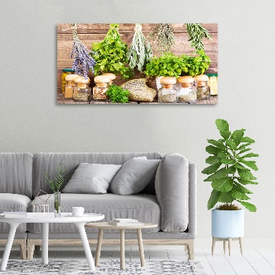 Foto en lienzo con acabado profesional horizontal Hierbas en una cuerda