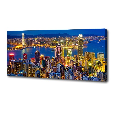 Cuadro canvas con impresión uv duradera horizontal Hong Kong de noche