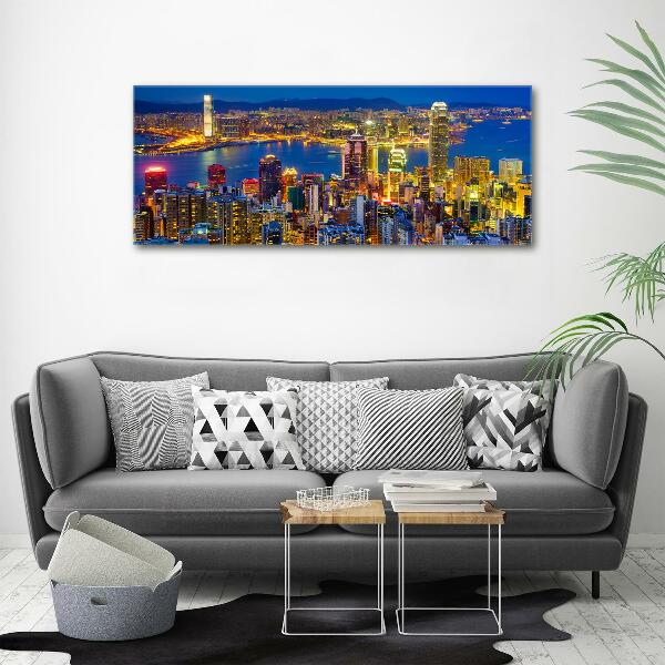 Cuadro canvas con impresión uv duradera horizontal Hong Kong de noche