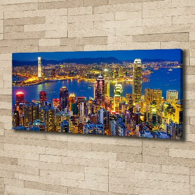 Cuadro canvas con impresión uv duradera horizontal Hong Kong de noche