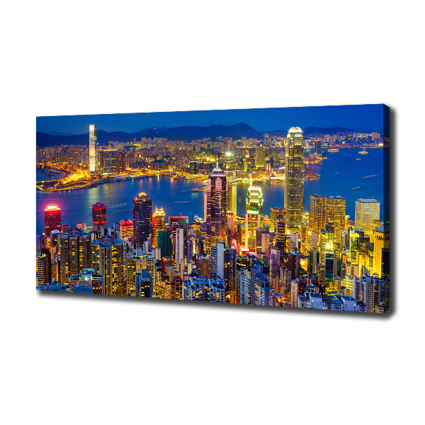 Cuadro canvas con impresión uv duradera horizontal Hong Kong de noche