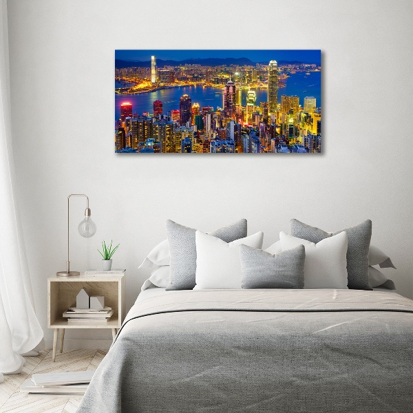 Cuadro canvas con impresión uv duradera horizontal Hong Kong de noche