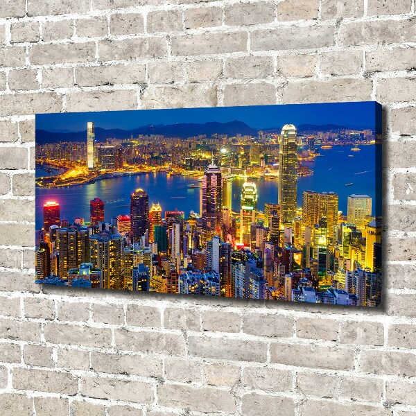 Cuadro canvas con impresión uv duradera horizontal Hong Kong de noche