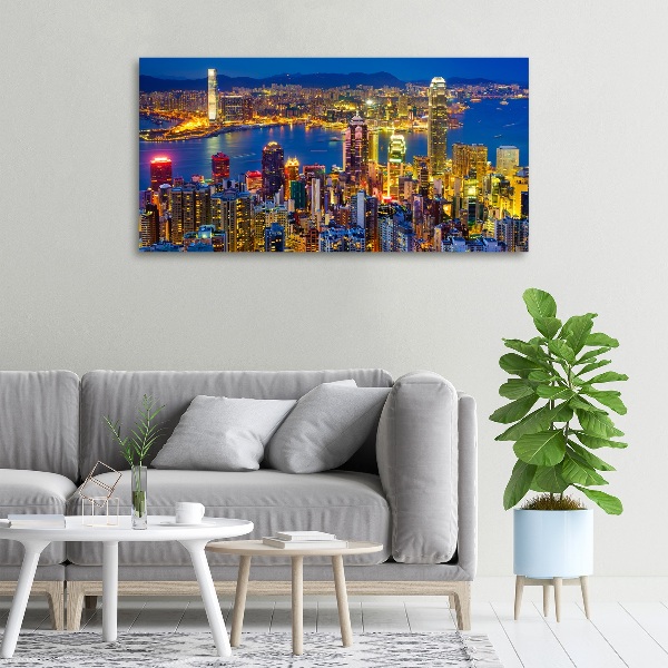 Cuadro canvas con impresión uv duradera horizontal Hong Kong de noche