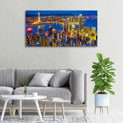 Cuadro canvas con impresión uv duradera horizontal Hong Kong de noche