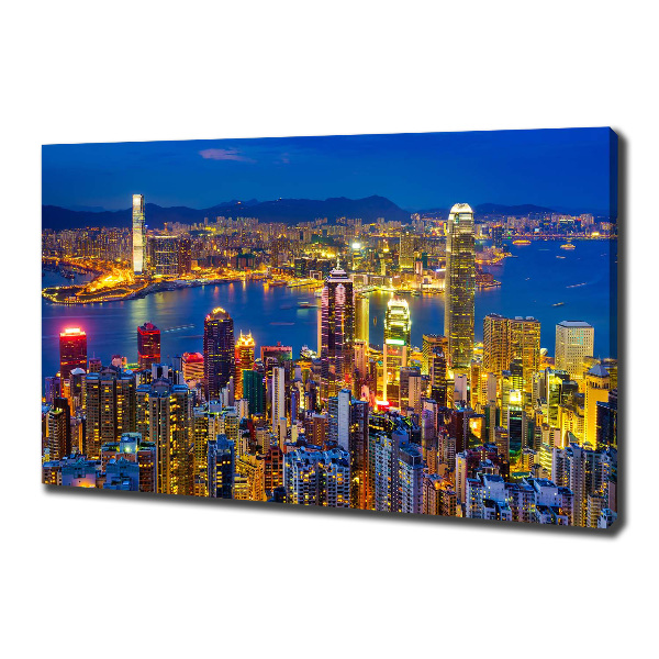 Cuadro canvas con impresión uv duradera horizontal Hong Kong de noche