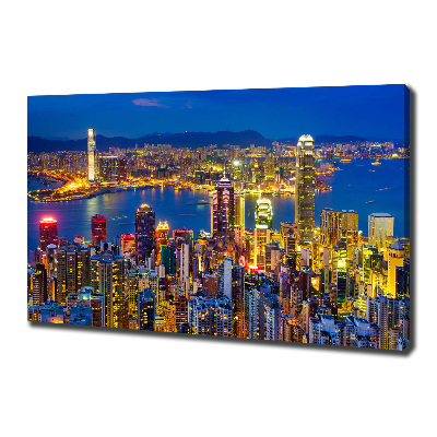 Cuadro canvas con impresión uv duradera horizontal Hong Kong de noche